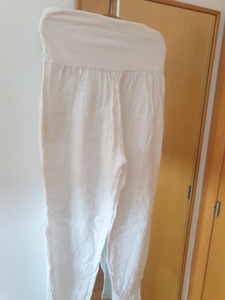 Pantalón lino mujer fajín elástico