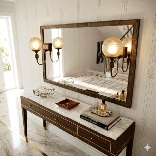 Espejo antiguo modernista con apliques