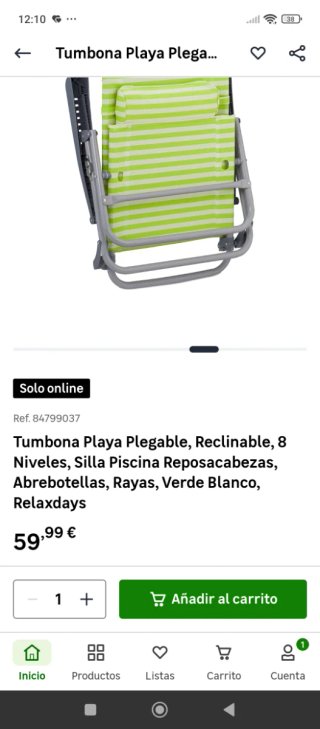 Tumbona Rayas Verdes y Blancas