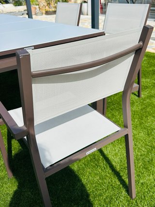 Conjunto Mesa extensible exterior con 6 sillas