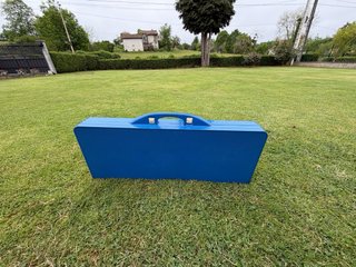 Mesa Plegable Camping Azul y Plata