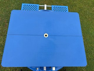 Mesa Plegable Camping Azul y Plata