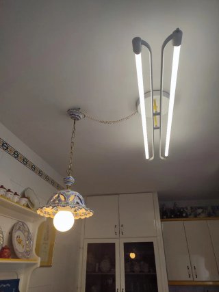 Lámpara Cocina Porcelana Artesanía Tubo LED