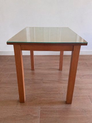 Mesa comedor cristal y madera