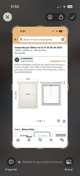 Tres estores blanco roto de 2, 1,4 y 1,2 de 2,5 h