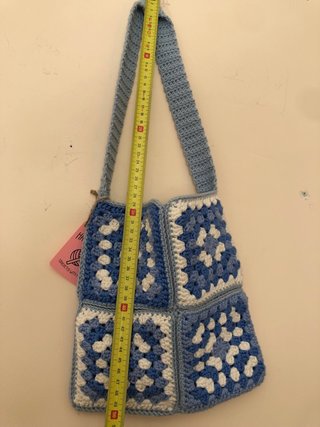 Borsa uncinetto granny blu e bianca