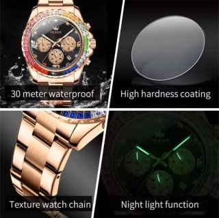 Reloj Olevs Hombre Dorado Multicolor