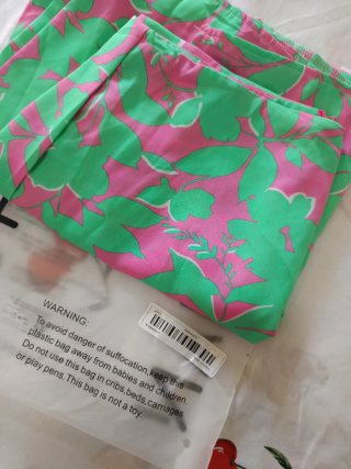 Falda larga estampada rosa y verde Talla L