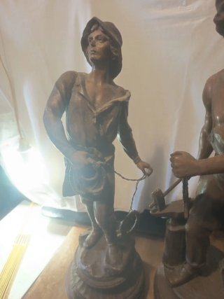 Statua in bronzo Le Travail e Le Secours