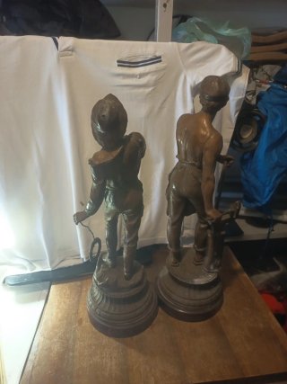Statua in bronzo Le Travail e Le Secours