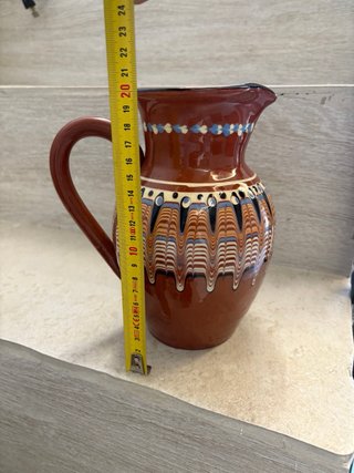 Caraffa e 6 Bicchieri Ceramica Pugliese