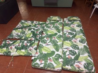 6 Cojines Jardín y 2 Colchonetas Hamacas a juego