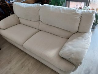 Sofá de 3 plazas beige/blanco