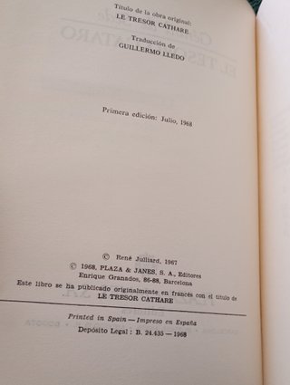 'El tesoro cátaro', Gérard de Sède (P&J, 1968)
