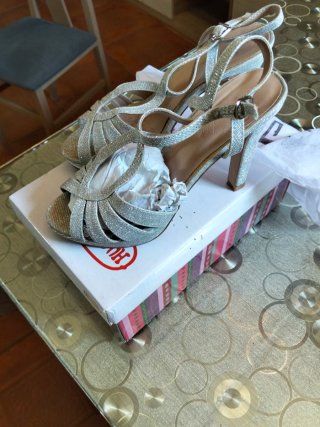 Sandalias de fiesta plateadas talla 36