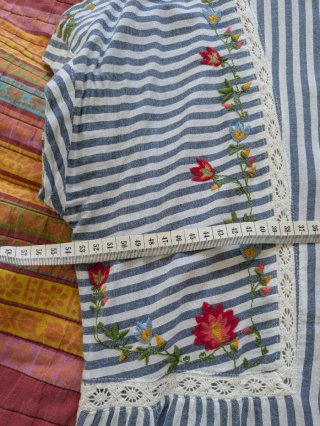 Vestido Unit Algodón Rayas Bordado Flores
