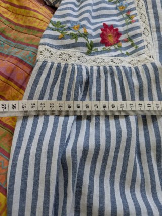 Vestido Unit Algodón Rayas Bordado Flores