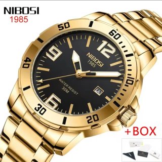 Reloj Nibosi Hombre Dorado y Negro