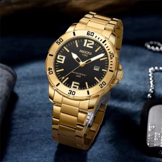 Reloj Nibosi Hombre Dorado y Negro