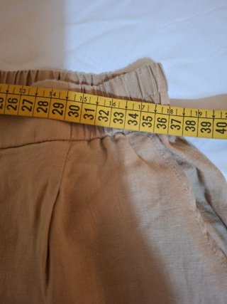 Pantalón lino Benetton mujer beige