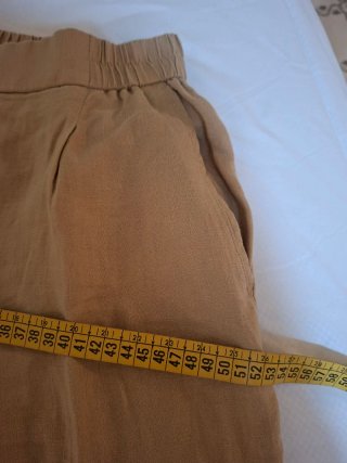 Pantalón lino Benetton mujer beige