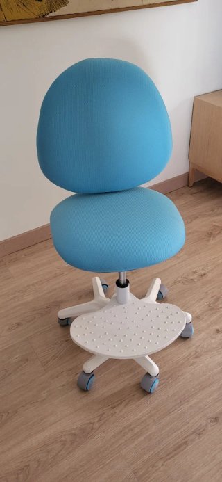 Silla de escritorio azul y blanca