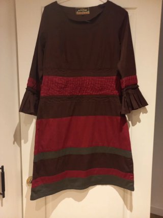 Vestido NIZA marrón y rojo
