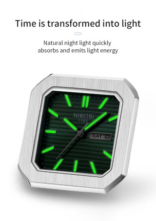 Reloj Nibosi Hombre Verde y Plateado