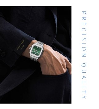 Reloj Nibosi Hombre Verde y Plateado