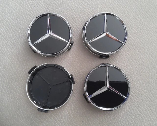 Tapas llanta Mercedes 75mm negras logo MB (4 uds)