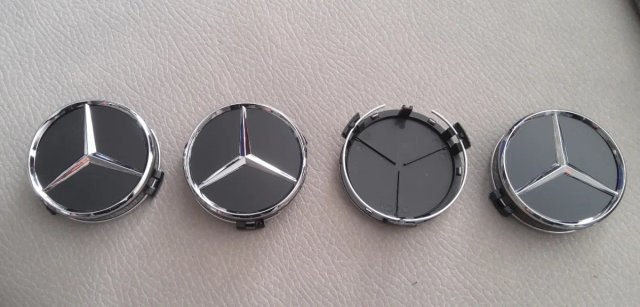 Tapas llanta Mercedes 75mm negras logo MB (4 uds)