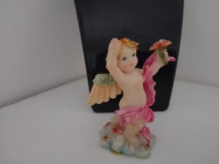 Mini statuina angioletto con fiori