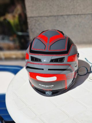 Casco Moto Astone Gris/Negro/Rojo
