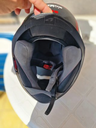 Casco Moto Astone Gris/Negro/Rojo
