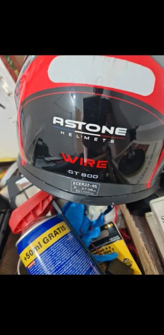 Casco Moto Astone Gris/Negro/Rojo