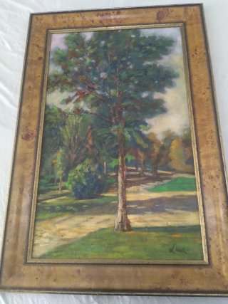 Cuadro pintado a mano: Árbol en paisaje