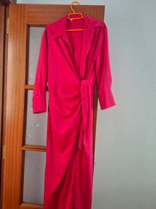Vestido fucsia cruzado talla única talla S/M