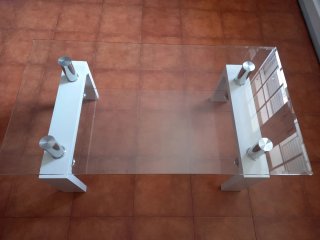 Mesa de centro cristal y metal