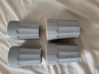 Juego de 4 tazas grises de cerámica