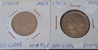 2 monete 50 e 100 lire 1964-1967