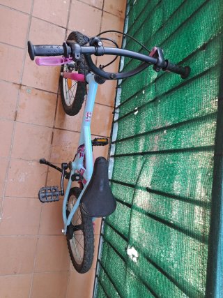 Bicicleta infantil azul y rosa