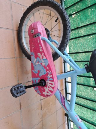 Bicicleta infantil azul y rosa