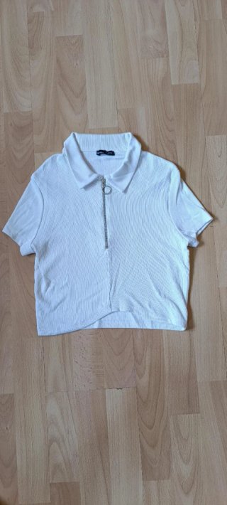 Bershka Top Blanco Cremallera