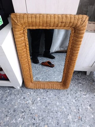 Espejo de mimbre para baño de minbre