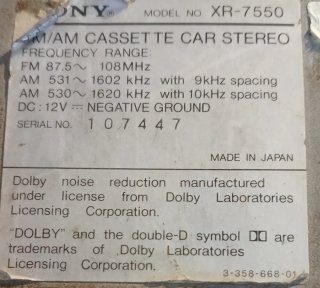 Sony XR-7550 Radio Cassette (CD)