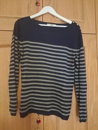 Jersey rayas azul y gris mujer