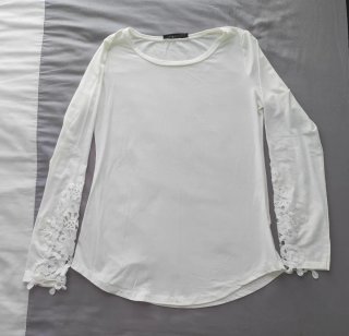 Camiseta blanca manga larga encaje XL