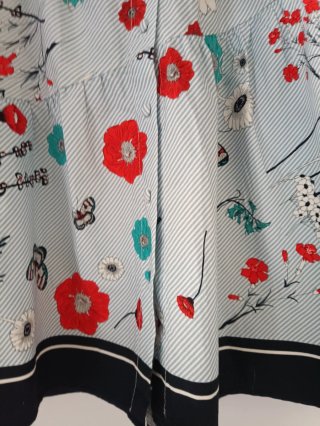Falda Midi Zara Estampada Flores Mariposas T36/38