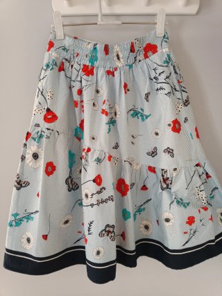 Falda Midi Zara Estampada Flores Mariposas T36/38