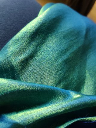 Vestido de fiesta azul verde turquesa con pasmina